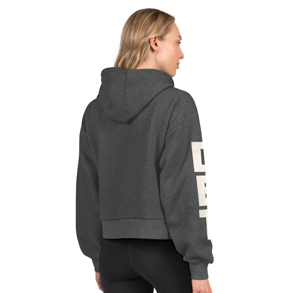 Detroit Red Wings Starter Women's Star Player Cropped Fleece Hoodie - Heather Charcoal - NHL