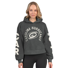 Carolina Hurricanes Starter Women's Star Player Cropped Fleece Hoodie - Heather Charcoal - NHL