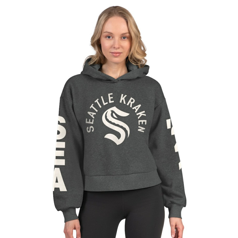 Seattle Kraken Starter Women's Star Player Cropped Fleece Hoodie - Heather Charcoal - NHL
