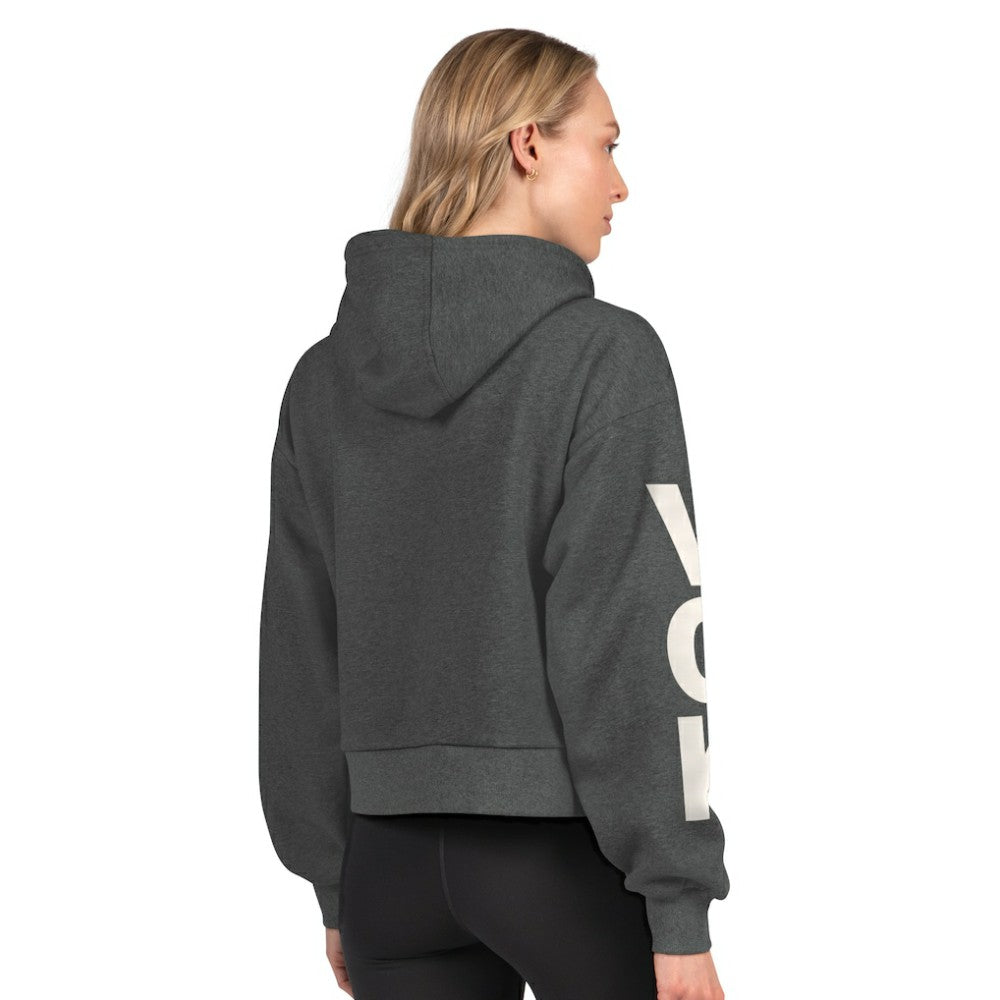 Vegas Golden Knights Starter Women's Star Player Cropped Fleece Hoodie - Heather Charcoal - NHL