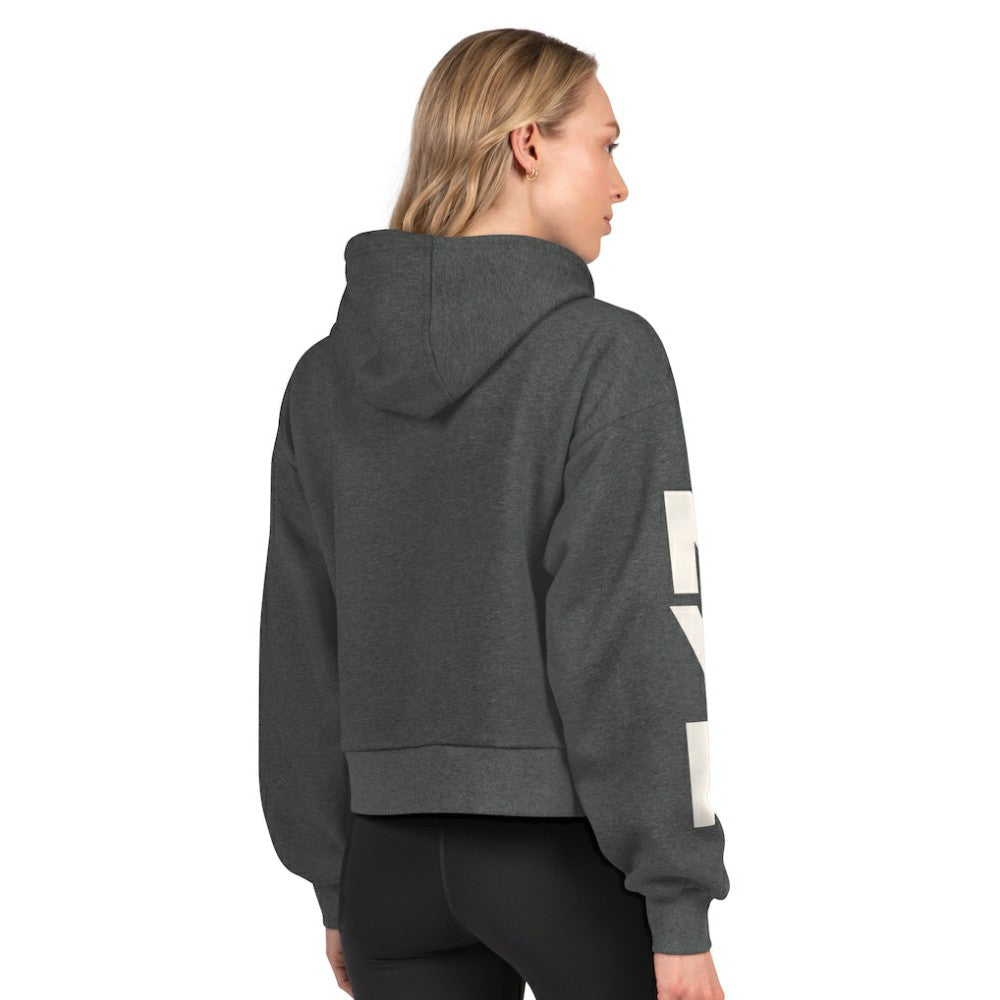 New York Rangers Starter Women's Star Player Cropped Fleece Hoodie - Charcoal - NHL