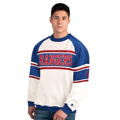 New York Rangers Starter Male Adult Defense Fleece Crewneck Sweatshirt - White - NHL