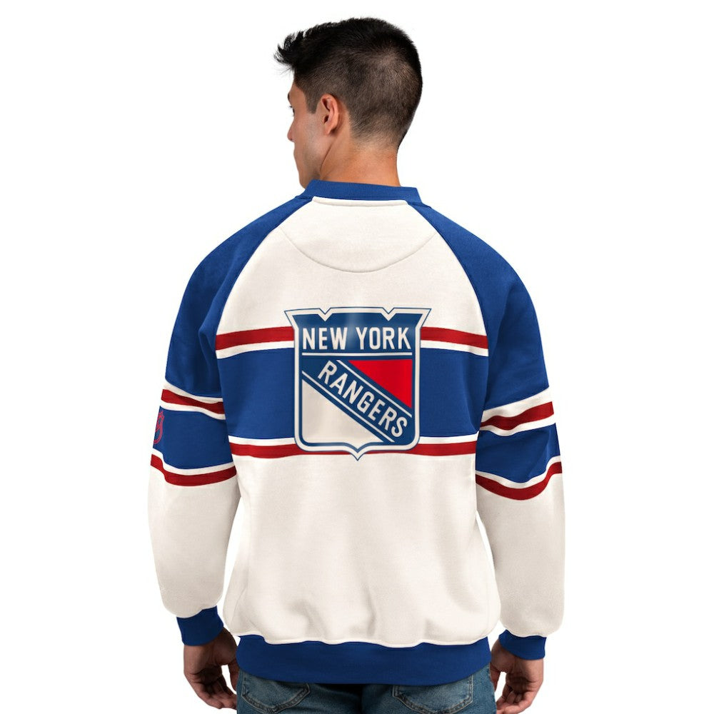 New York Rangers Starter Male Adult Defense Fleece Crewneck Sweatshirt - White - NHL