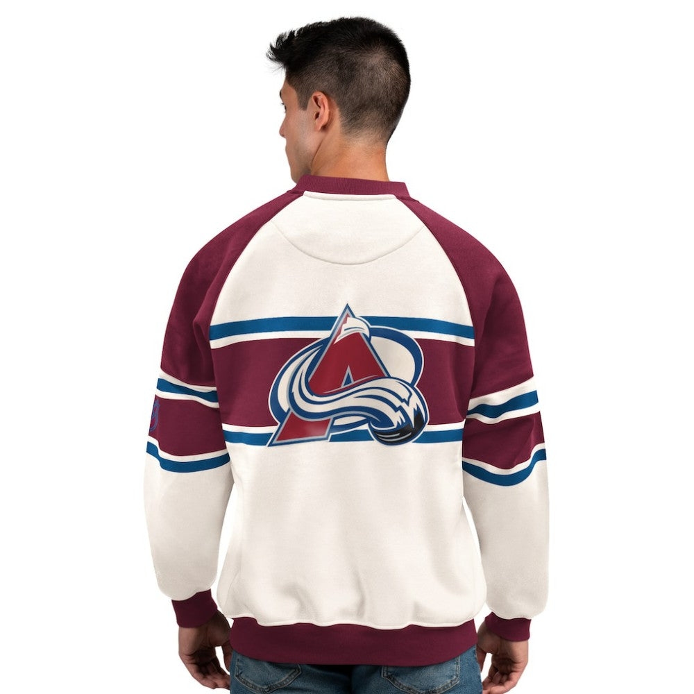 Colorado Avalanche Starter Male Adult Defense Fleece Crewneck Sweatshirt - White - NHL