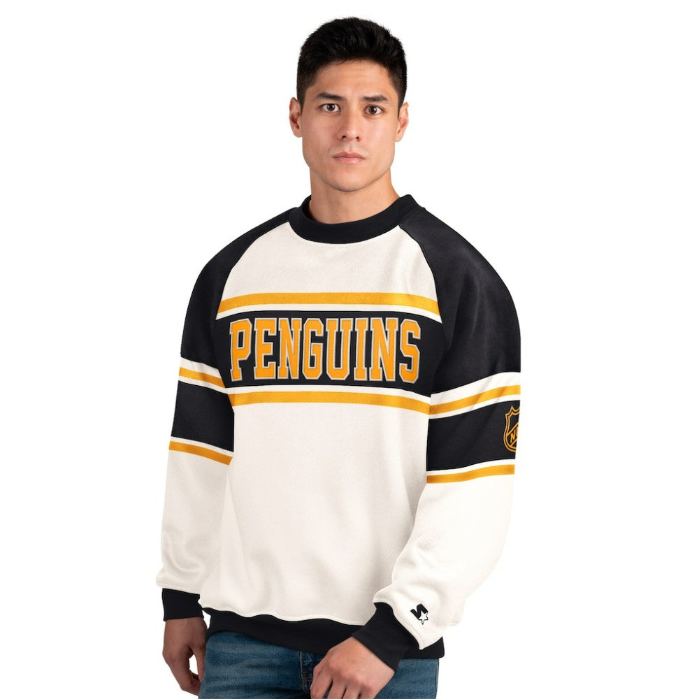Pittsburgh Penguins Starter Male Adult Defense Fleece Crewneck Sweatshirt - White - NHL