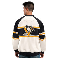 Pittsburgh Penguins Starter Male Adult Defense Fleece Crewneck Sweatshirt - White - NHL