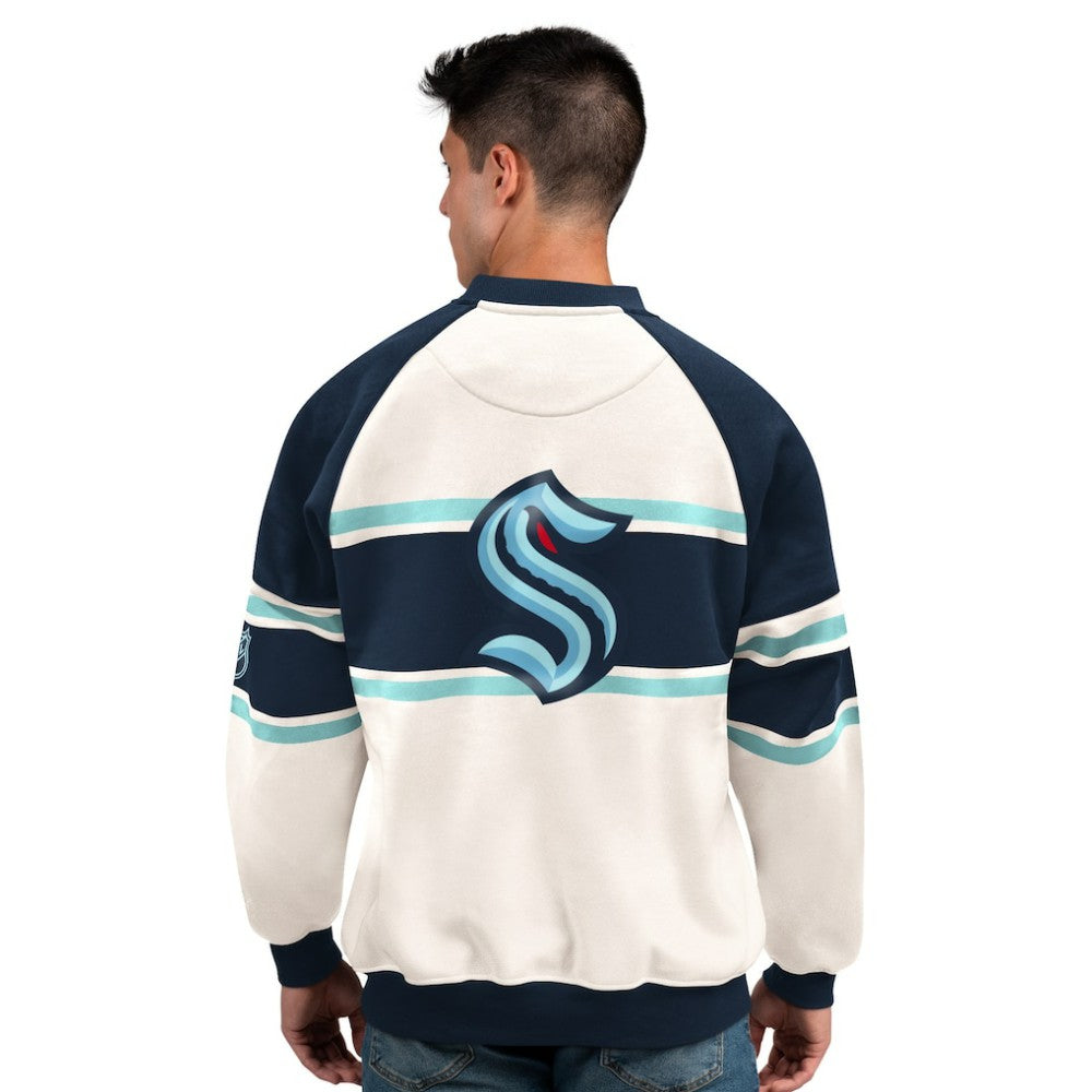Seattle Kraken Starter Male Adult Defense Fleece Crewneck Sweatshirt - White - NHL