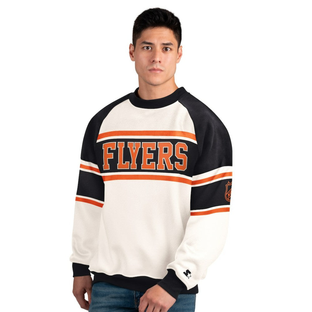 Philadelphia Flyers Starter Male Adult Defense Fleece Crewneck Sweatshirt - White - NHL