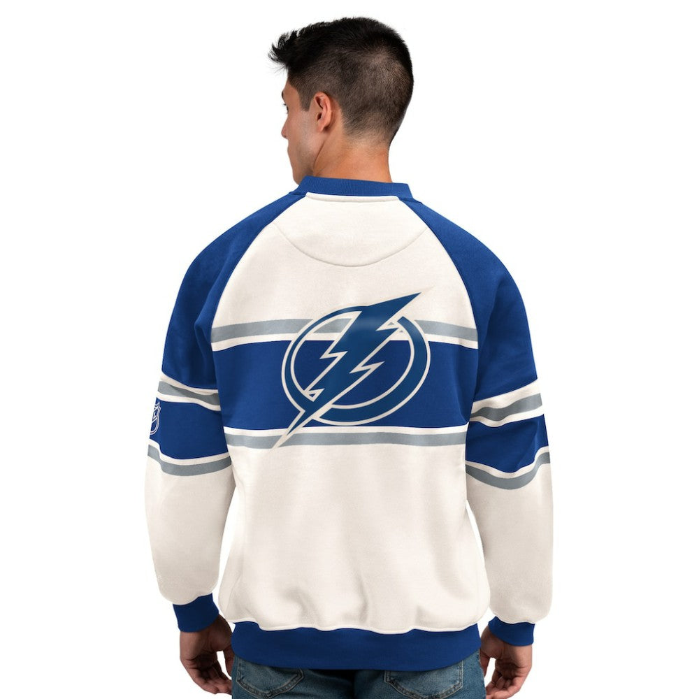 Tampa Bay Lightning Starter Male Adult Defense Fleece Crewneck Sweatshirt - White - NHL