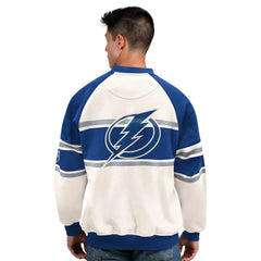 Tampa Bay Lightning Starter Male Adult Defense Fleece Crewneck Sweatshirt - White - NHL
