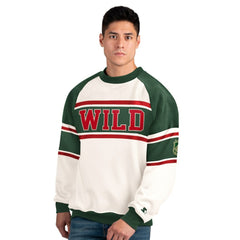 Minnesota Wild Starter Male Adult Defense Fleece Crewneck Sweatshirt - White - NHL