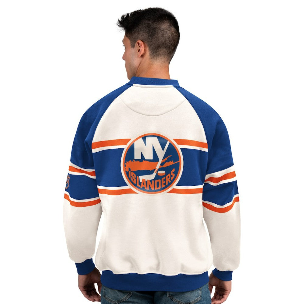 New York Islanders Starter Male Adult Defense Fleece Crewneck Sweatshirt - White - NHL