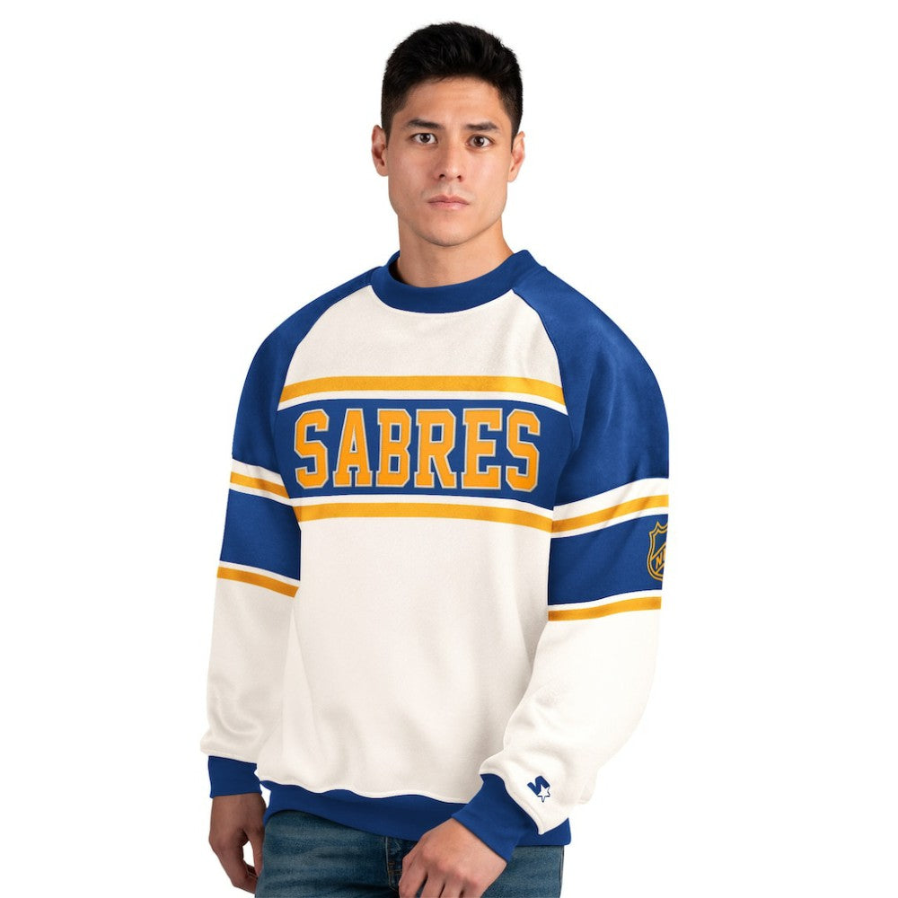Buffalo Sabres Starter Male Adult Defense Fleece Crewneck Sweatshirt - White - NHL