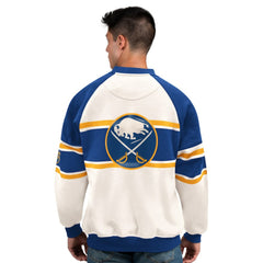 Buffalo Sabres Starter Male Adult Defense Fleece Crewneck Sweatshirt - White - NHL
