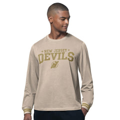 New Jersey Devils Starter Field Long Sleeve T-Shirt - Tan - NHL