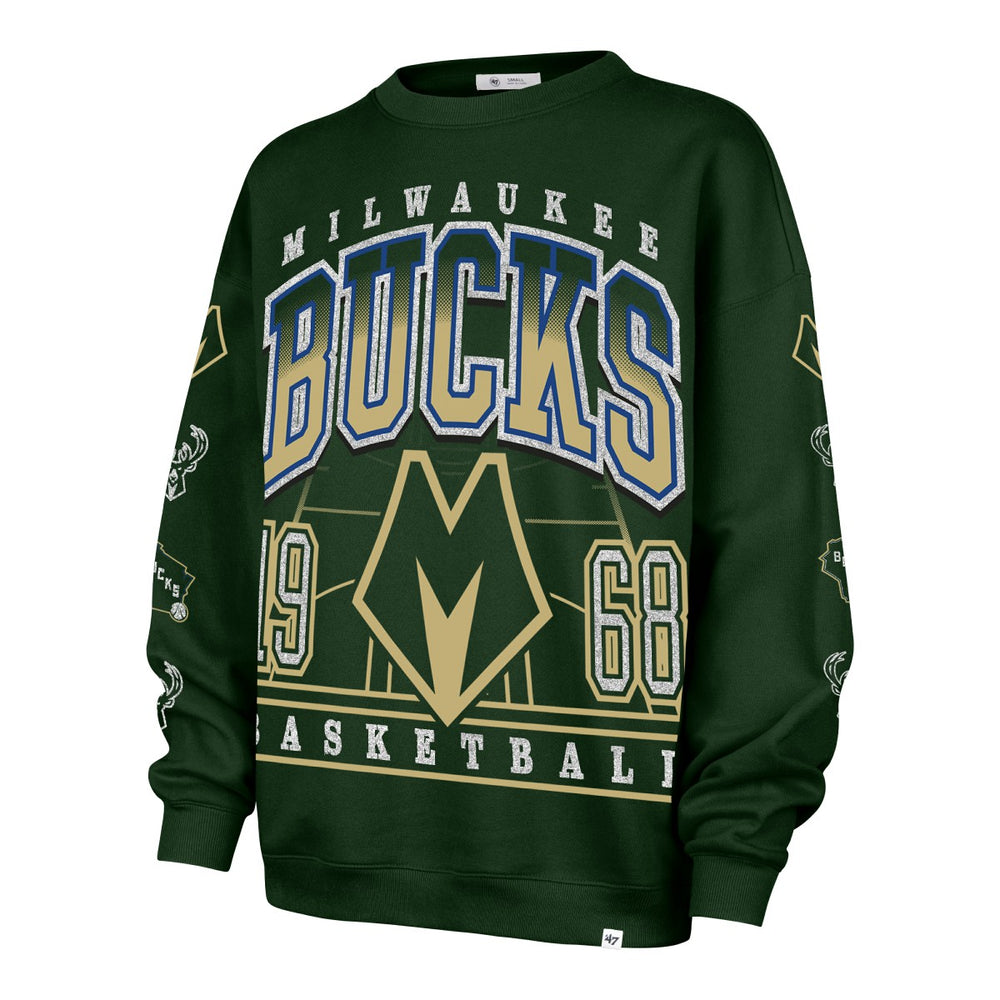 Milwaukee Bucks '47 Women's 2025/26 City Edition Go Big Oversized Sweatshirt Hunter Green - NBA
