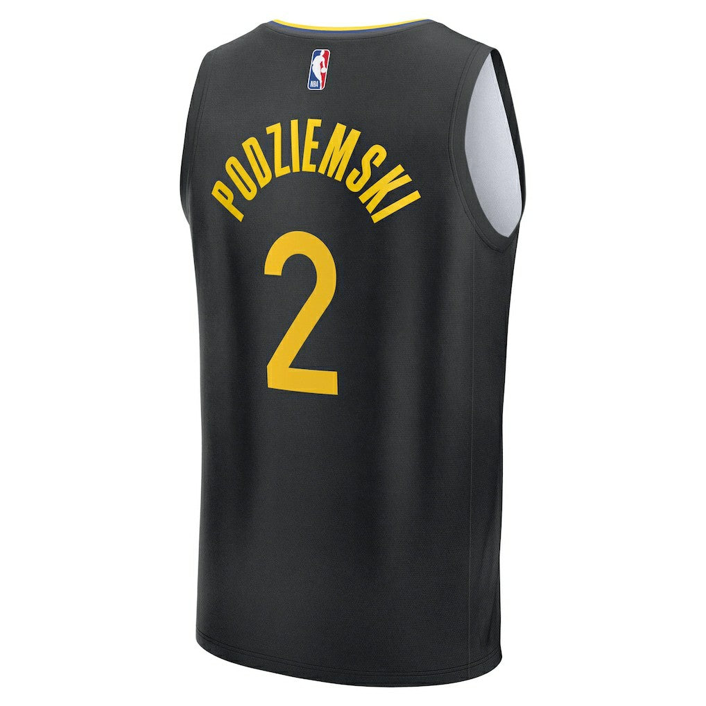 Brandin Podziemski Golden State Warriors Fast Break Replica Player Jersey Statement Editi- Black - NBA