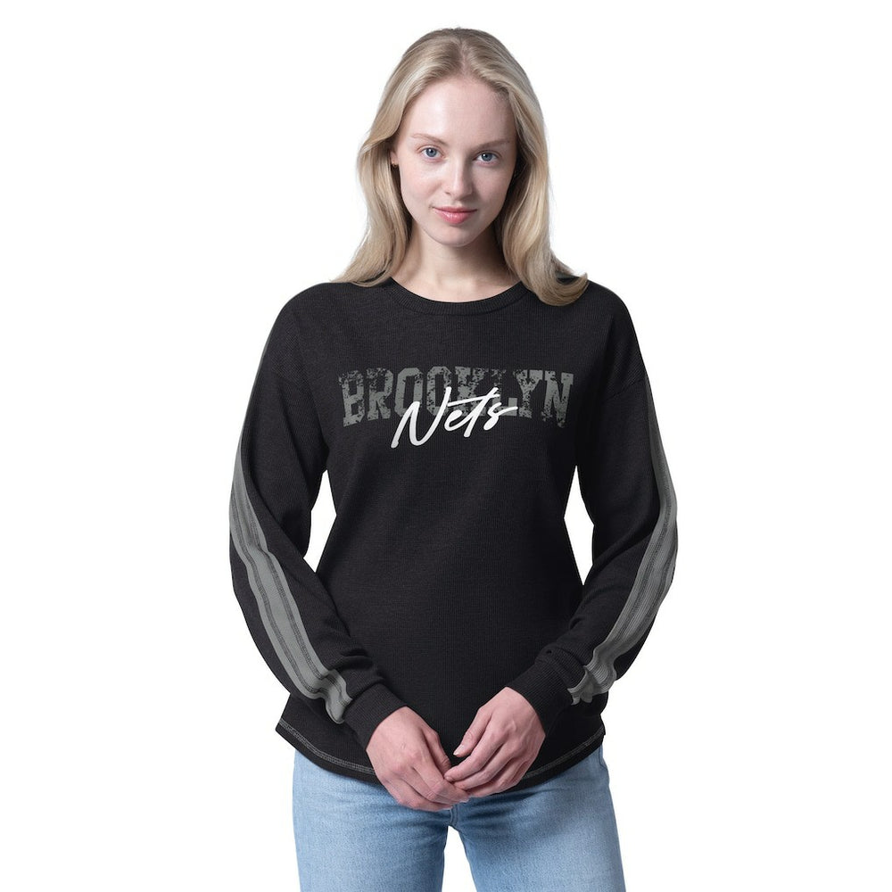 Brooklyn Nets G-III 4Her by Carl Banks Women's Advantage Tri-Blend Long Sleeve T-Shirt Black - NBA