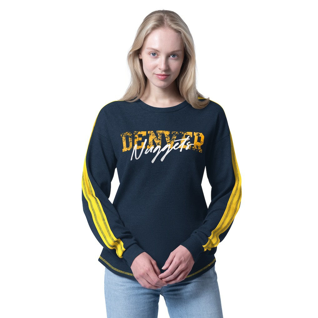Denver Nuggets G-III 4Her by Carl Banks Women's Advantage Tri-Blend Long Sleeve T-Shirt Navy - NBA