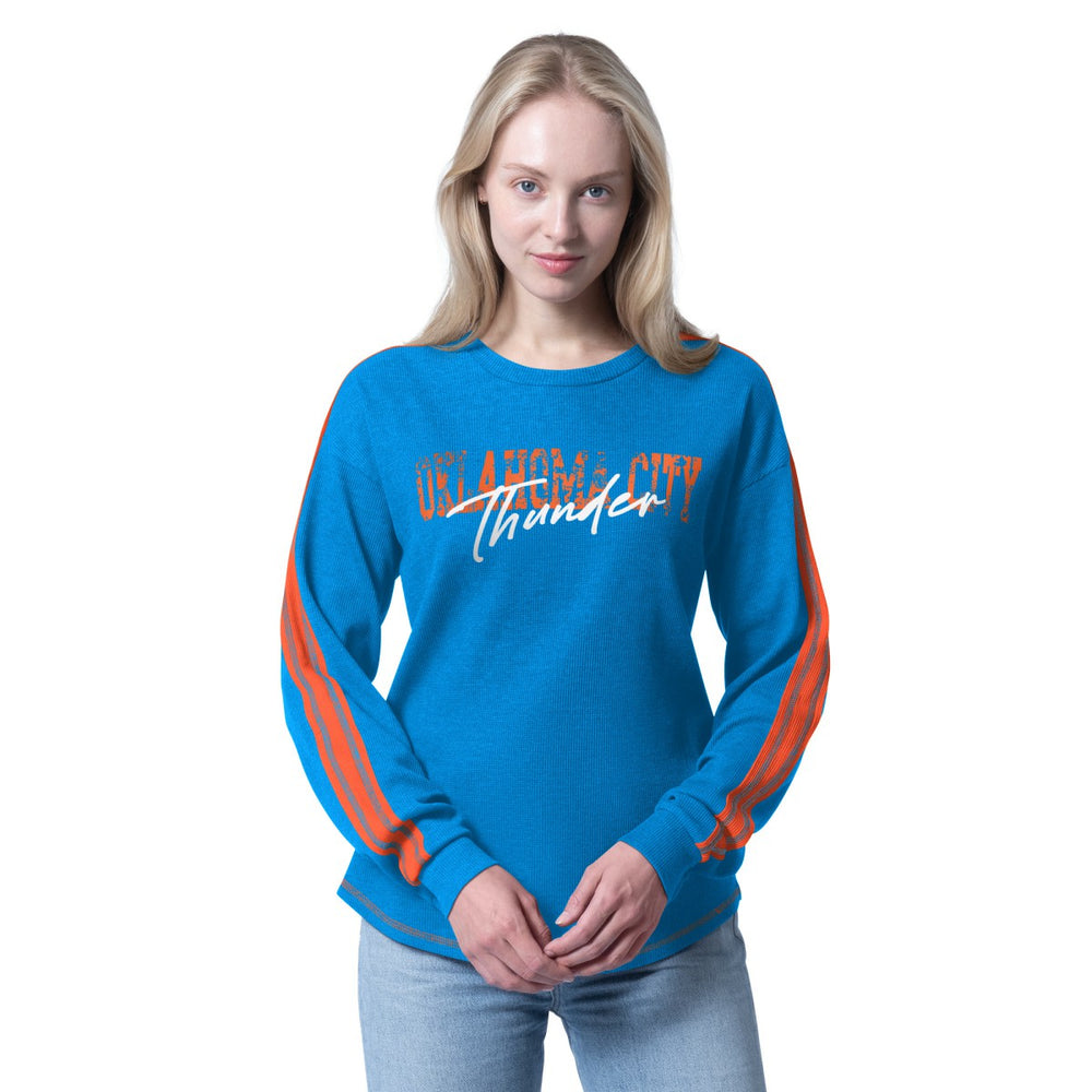 Oklahoma City Thunder G-III 4Her by Carl Banks Women's Advantage Tri-Blend Long Sleeve T-Shirt Heather Blue - NBA