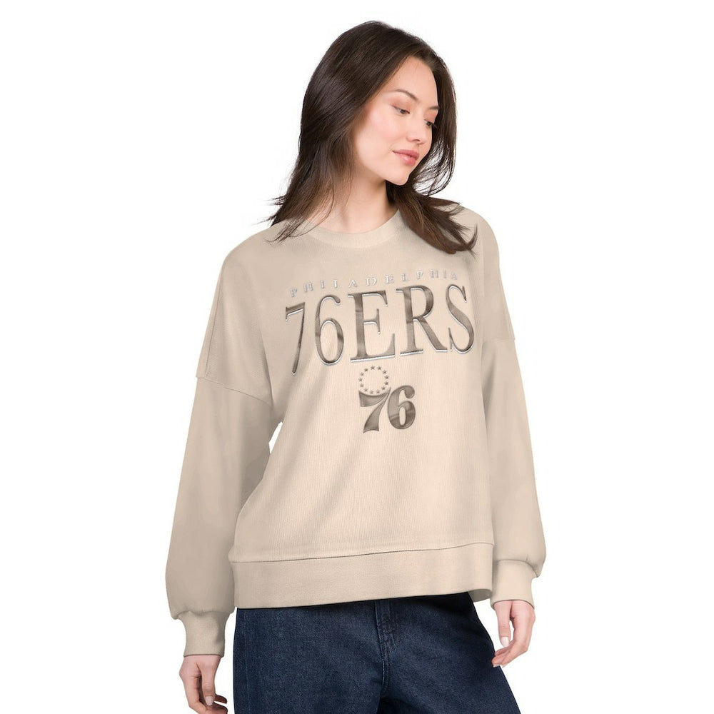Philadelphia 76ers G-III 4Her by Carl Banks Women's Oversized Vet II Sweatshirt Natural - NBA