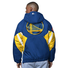 Golden State Warriors Starter The Line Up Oxford Crinkle Half-Zip Hooded Jacket Royal - NBA