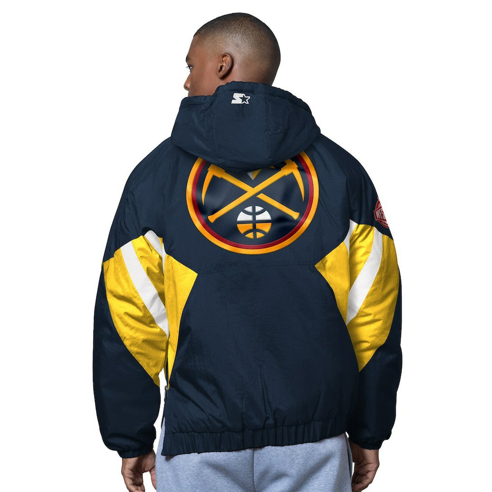 Denver Nuggets Starter The Line Up Oxford Crinkle Half-Zip Hooded Jacket Navy - NBA