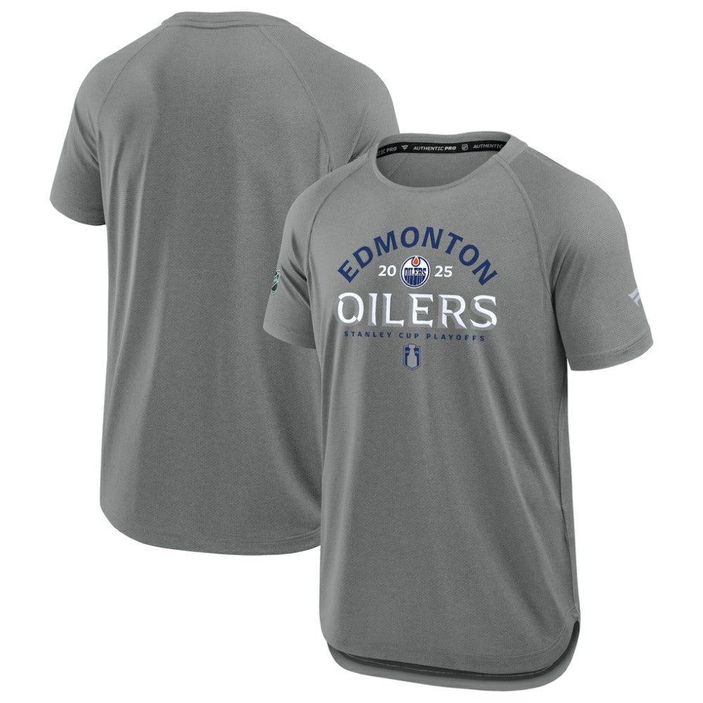 Edmonton Oilers Fanatics 2025 Stanley Cup Playoffs Authentic Pro Rink Performance T-Shirt - Heather Gray - NHL