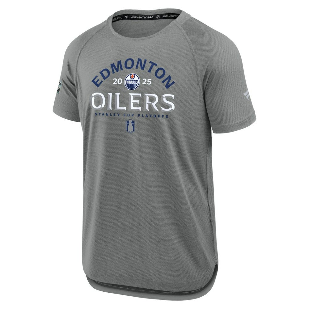 Edmonton Oilers Fanatics 2025 Stanley Cup Playoffs Authentic Pro Rink Performance T-Shirt - Heather Gray - NHL