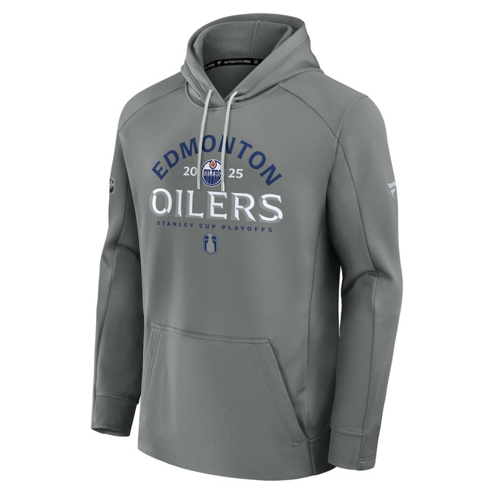 Edmonton Oilers Fanatics 2025 Stanley Cup Playoffs Authentic Pro Rink Fly Fleece Pullover Hoodie - Gray - NHL