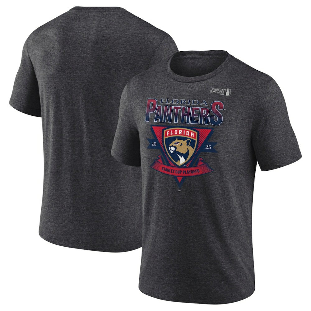 Florida Panthers Fanatics 2025 Stanley Cup Playoffs Crossbar Tri-Blend T-Shirt - Heather Charcoal - NHL