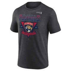 Florida Panthers Fanatics 2025 Stanley Cup Playoffs Crossbar Tri-Blend T-Shirt - Heather Charcoal - NHL