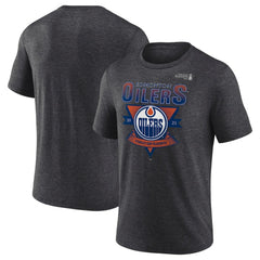 Edmonton Oilers Fanatics 2025 Stanley Cup Playoffs Crossbar Tri-Blend T-Shirt - Heather Charcoal - NHL