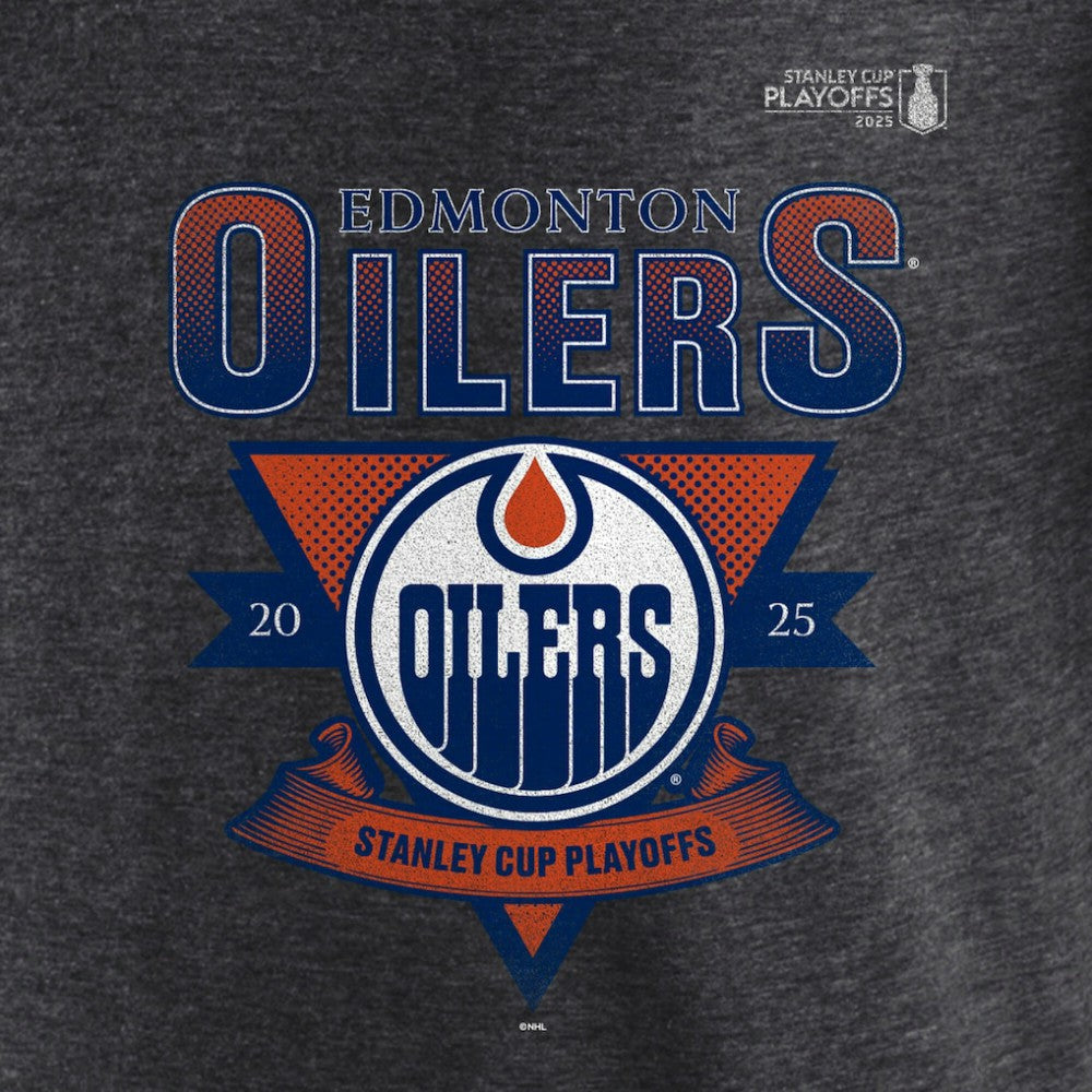 Edmonton Oilers Fanatics 2025 Stanley Cup Playoffs Crossbar Tri-Blend T-Shirt - Heather Charcoal - NHL