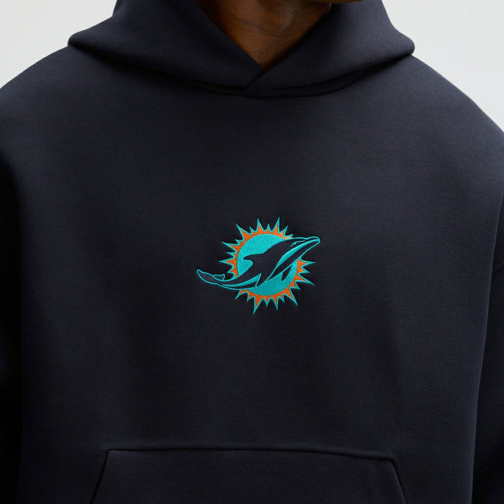 Miami Dolphins 2025 Rivalries Collection Oversized Tech Fleece Hoodie Pitch Blue | Nike for Sale