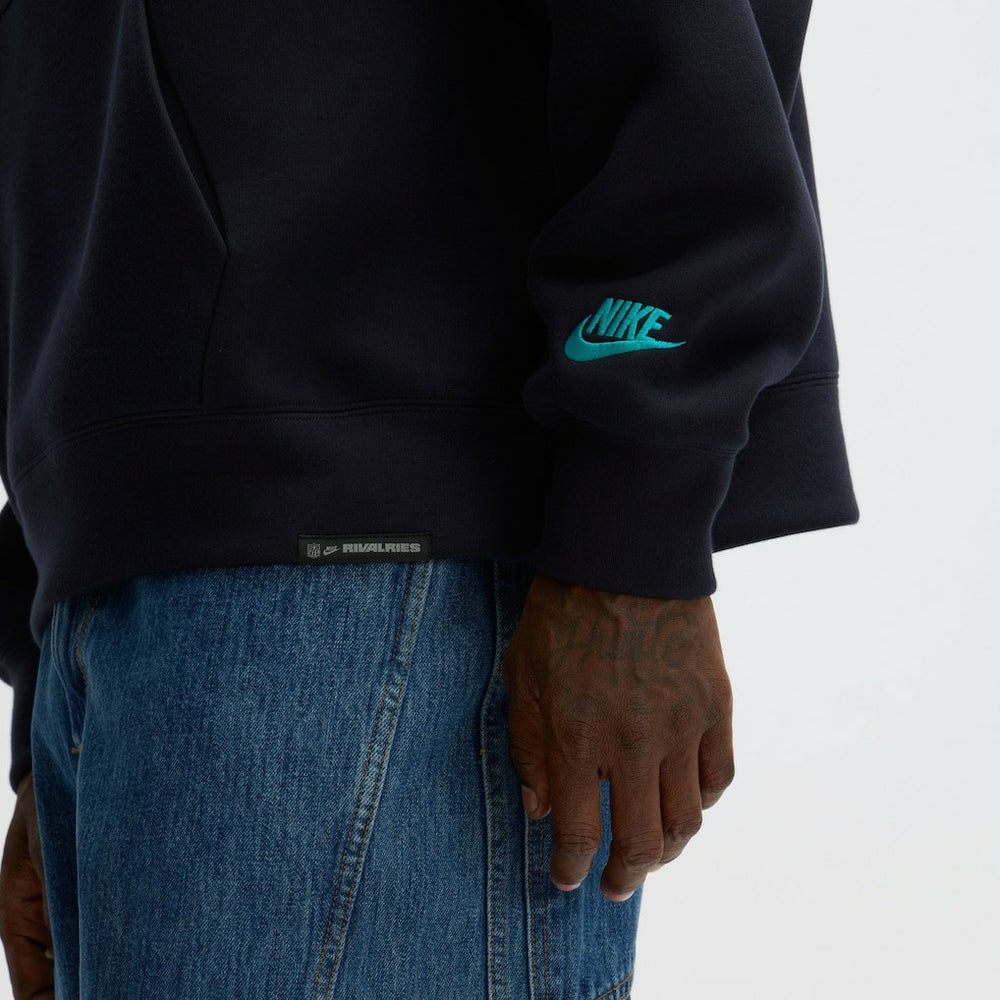 Miami Dolphins 2025 Rivalries Collection Oversized Tech Fleece Hoodie Pitch Blue | Nike for Sale