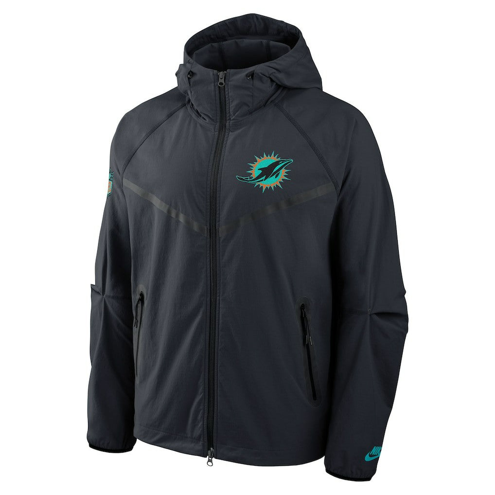Miami Dolphins 2025 Rivalries Collection Tech Raglan Full-Zip Jacket Pitch Blue | Nike for Sale