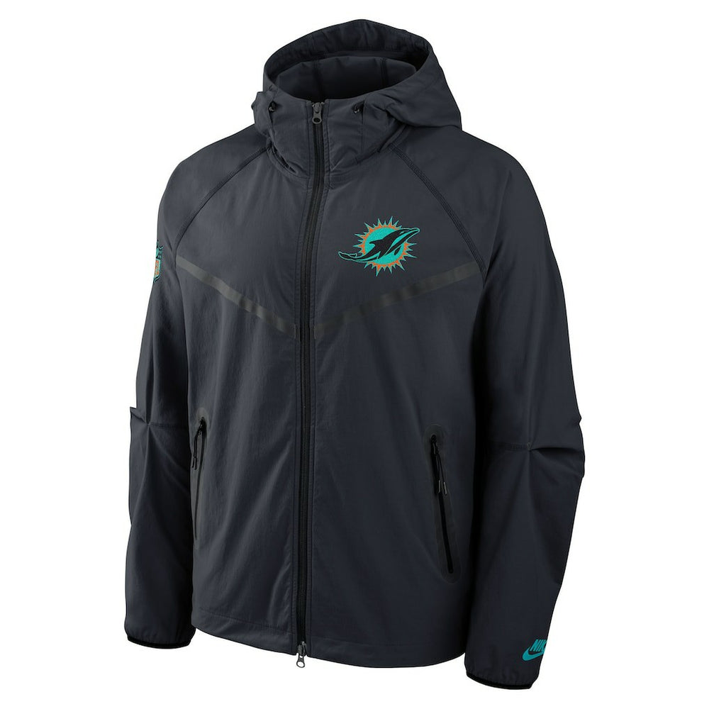 Miami Dolphins 2025 Rivalries Collection Tech Raglan Full-Zip Jacket Pitch Blue | Nike for Sale