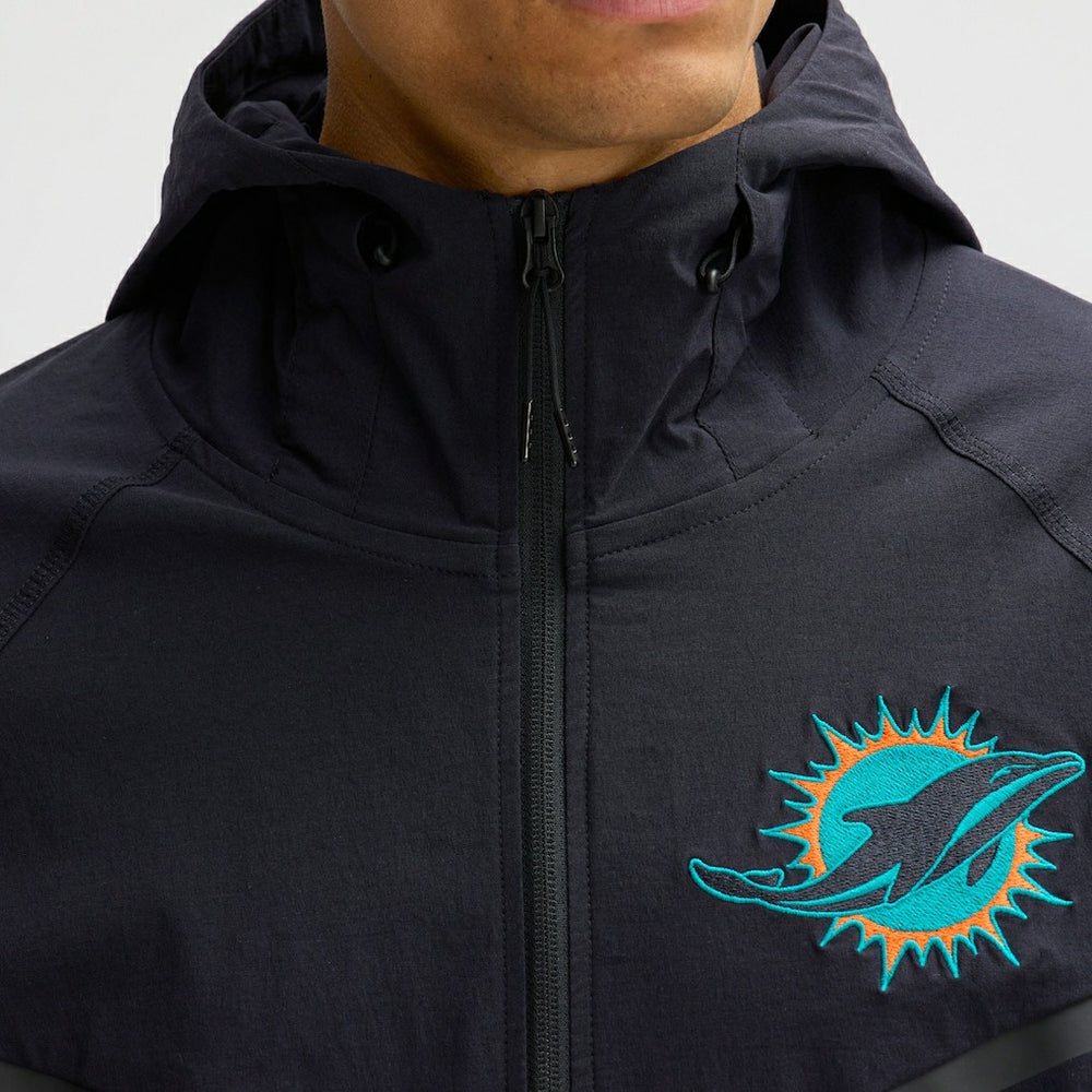Miami Dolphins 2025 Rivalries Collection Tech Raglan Full-Zip Jacket Pitch Blue | Nike for Sale