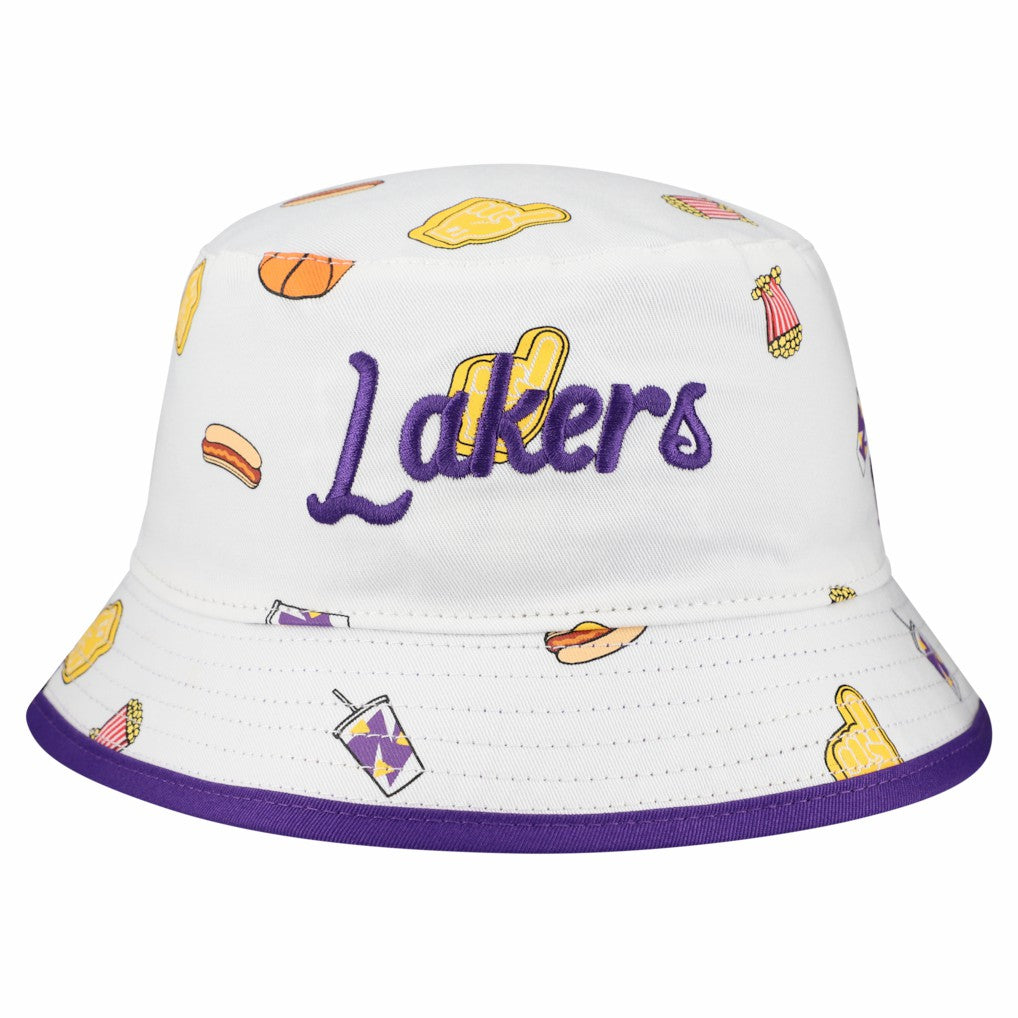 Los Angeles Lakers Team Cheer Reversible Bucket Hat White - NBA