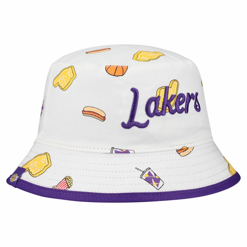 Los Angeles Lakers Team Cheer Reversible Bucket Hat White - NBA