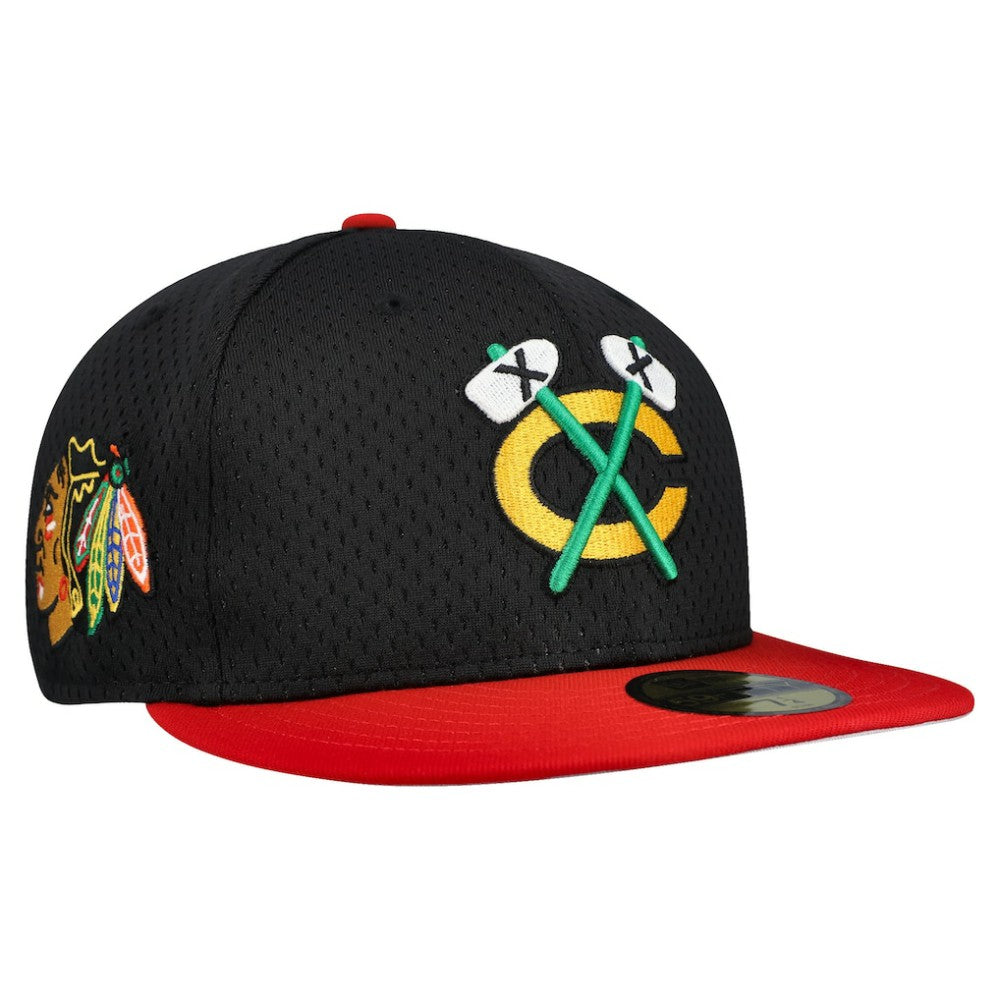 Chicago Blackhawks New Era Mesh Crown Two-Tone 59FIFTY Fitted Hat - Black/Red - NHL