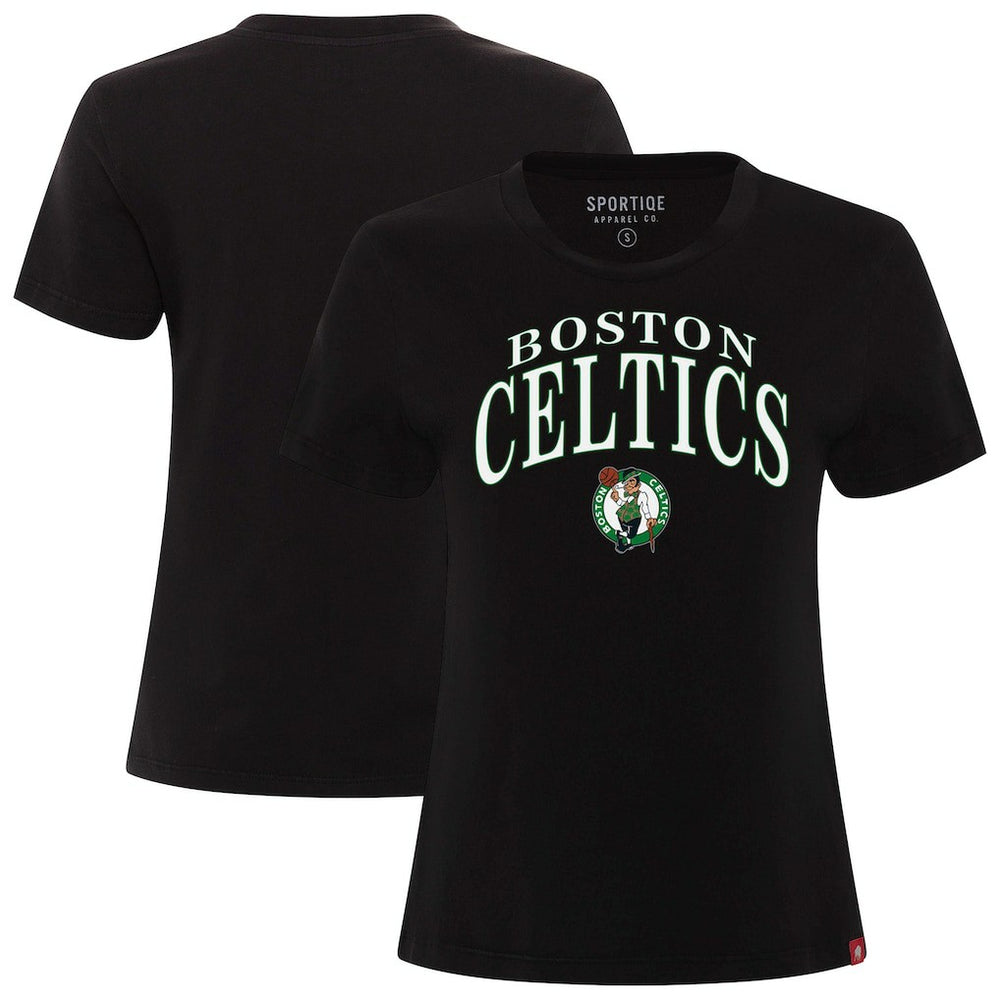 Boston Celtics Sportiqe Women's Arcadia Boxy T-Shirt Black - NBA