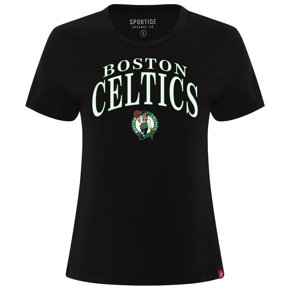 Boston Celtics Sportiqe Women's Arcadia Boxy T-Shirt Black - NBA