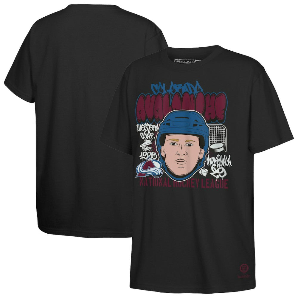 Nathan MacKinnon Colorado Avalanche Mitchell & Ness Youth Caricature T-Shirt - Black - NHL