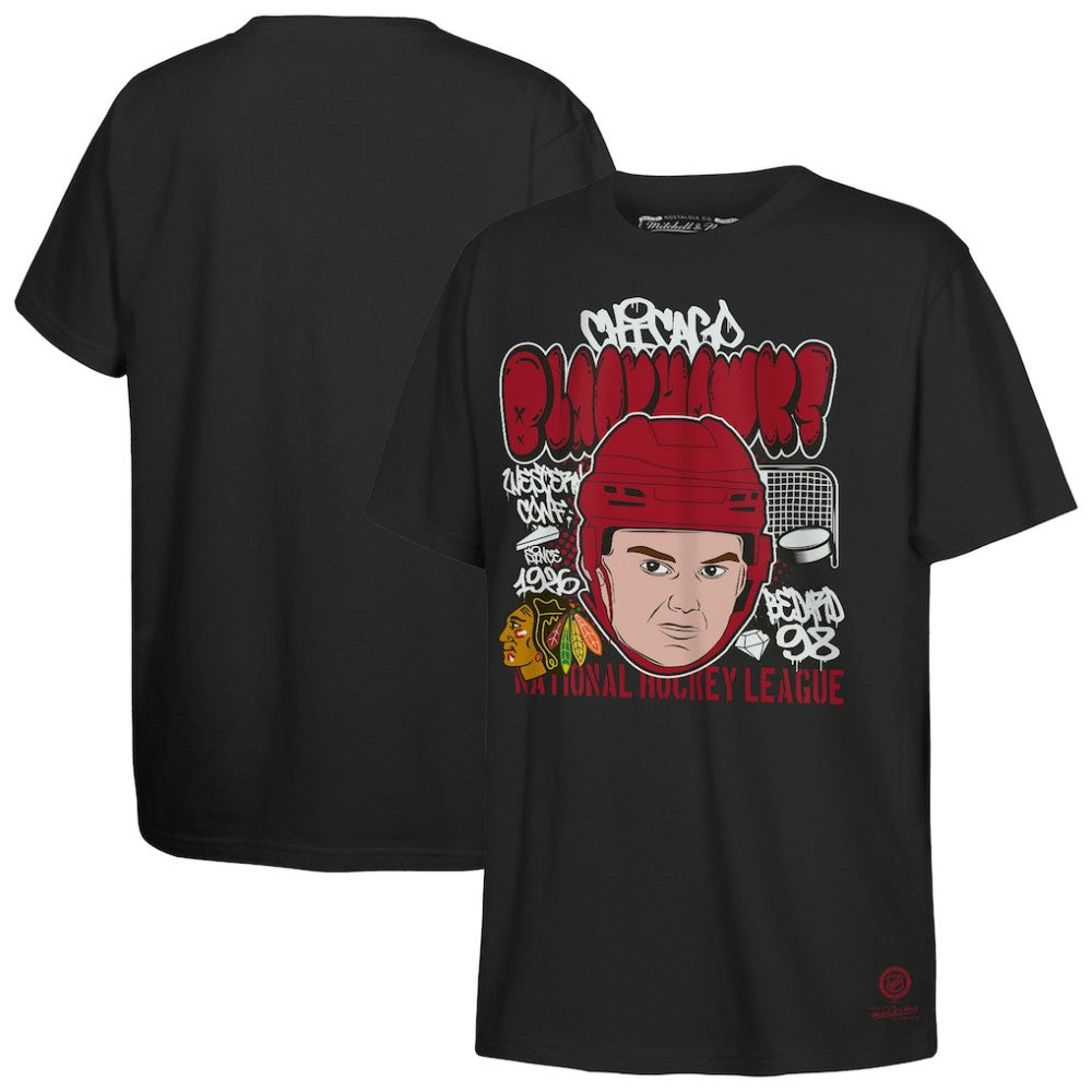 Connor Bedard Chicago Blackhawks Mitchell & Ness Youth Caricature T-Shirt - Black - NHL