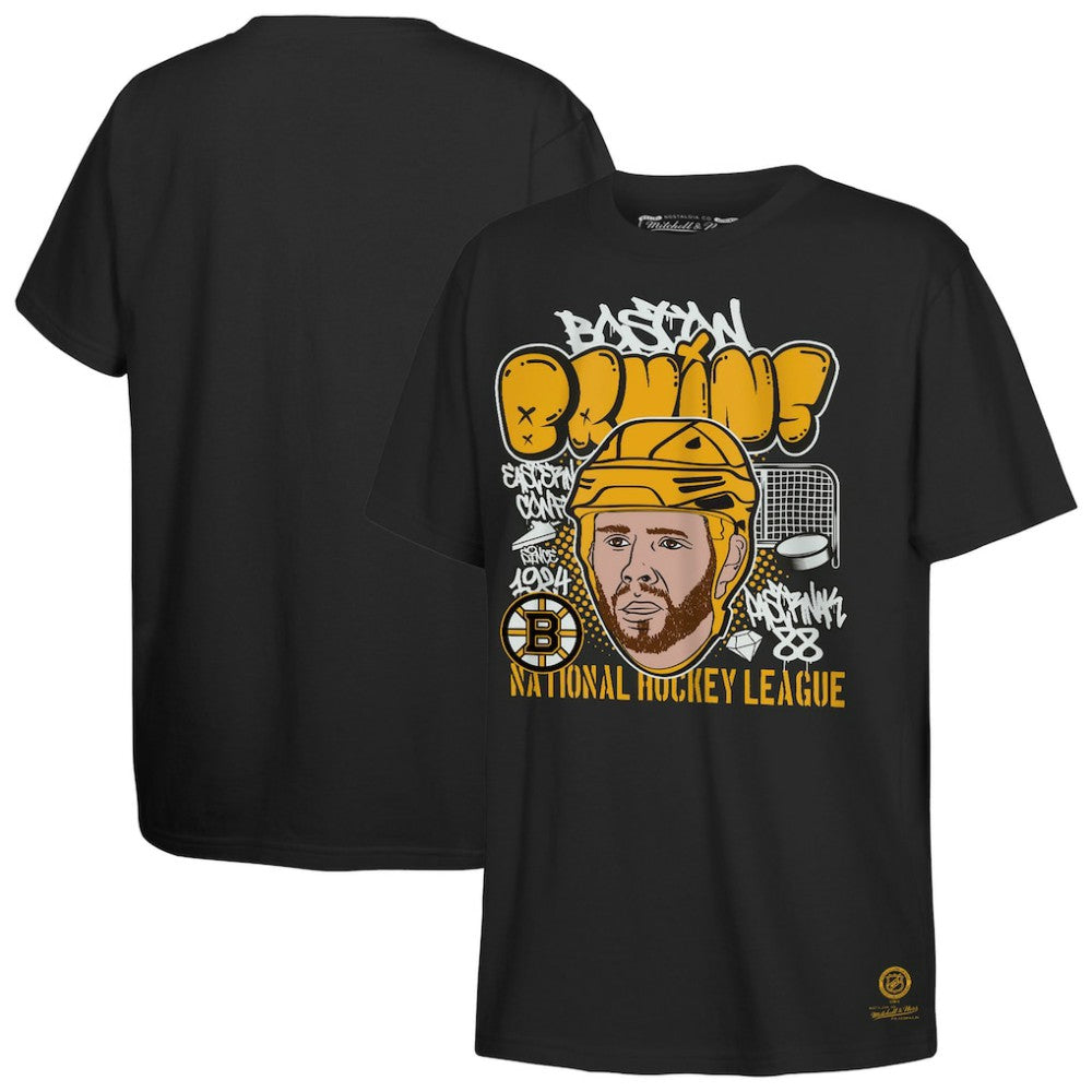 David Pastrnak Boston Bruins Mitchell & Ness Youth Caricature T-Shirt - Black - NHL