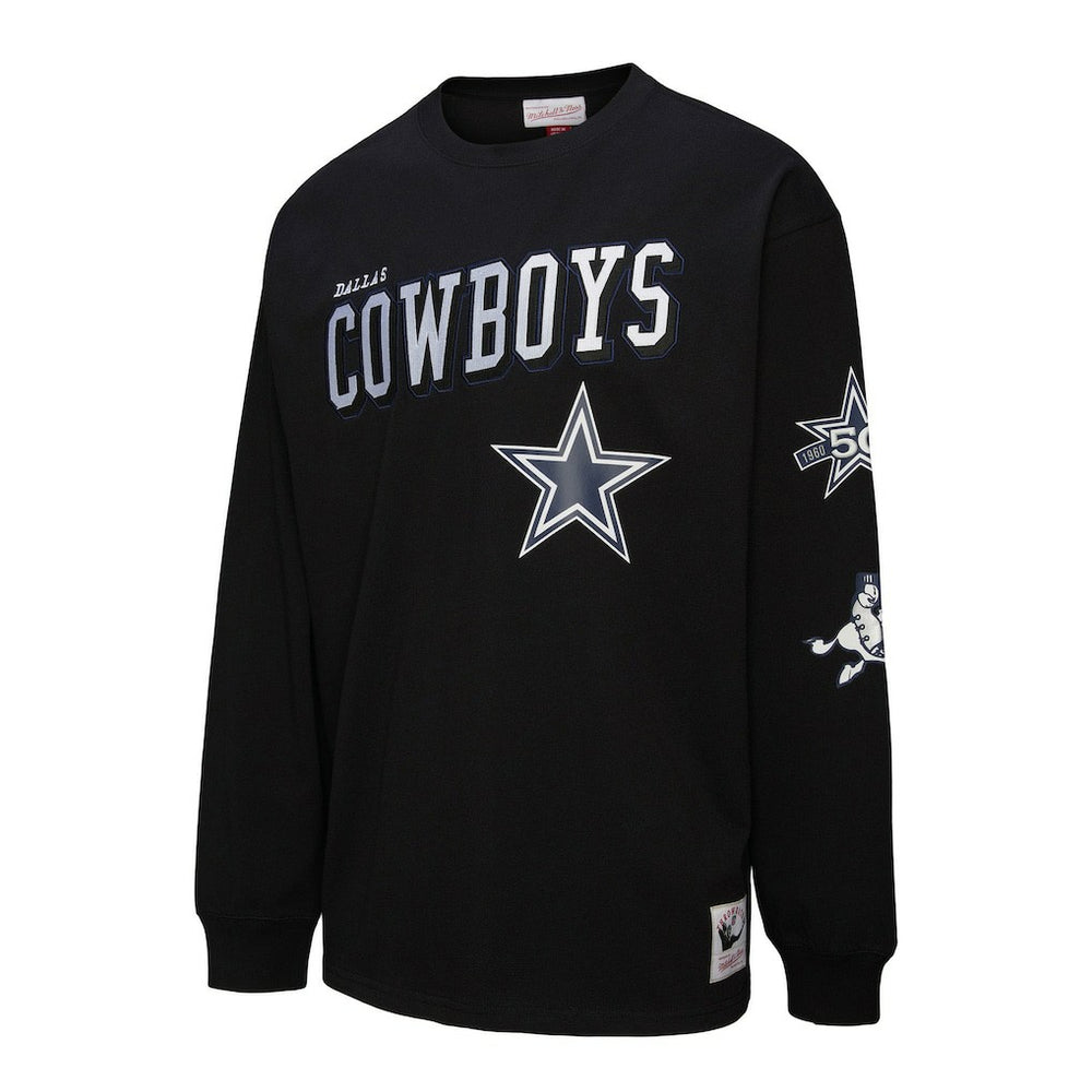 Dallas Cowboys Training Camp Vintage Logos Long Sleeve T-Shirt Black | Mitchell & Ness