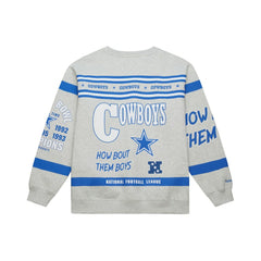 Dallas Cowboys All Over Print Retro Fleece Sweatshirt Heather Gray | Mitchell & Ness