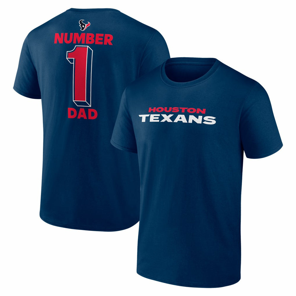 Houston Texans #1 Dad Jersey T-Shirt Navy | NFL